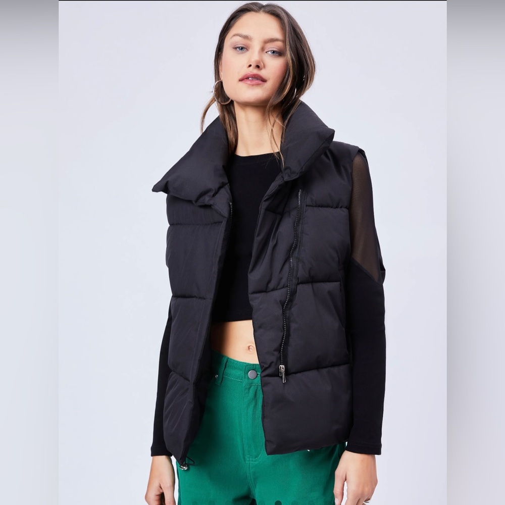 THERMAL SOLID SRAWSTRING PUFFER VEST